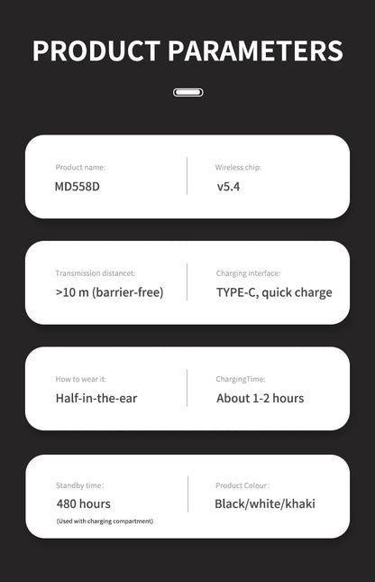 Waterproof Wireless Bluetooth 5.3 Headsets Mini headset Painless Call Noise Cancelling Thin Headphones Fit for Sleeping/Sports