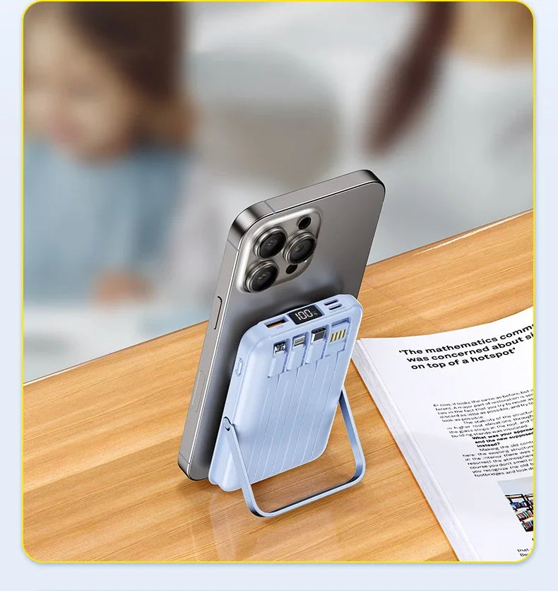New Magnetic Power Bank 20000mAh Fast Charging Wireless W/ Cables Stand for IPhone Magsafe Powerbank Portable External Battery